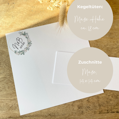 Blumentüte 20 Papierdrucke | Blumentüte Hochzeit | personalisierbar | inkl. Banderolen Freudentränen | DIY