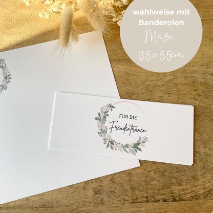 Blumentüte 20 Papierdrucke | Blumentüte Hochzeit | personalisierbar | inkl. Banderolen Freudentränen | DIY