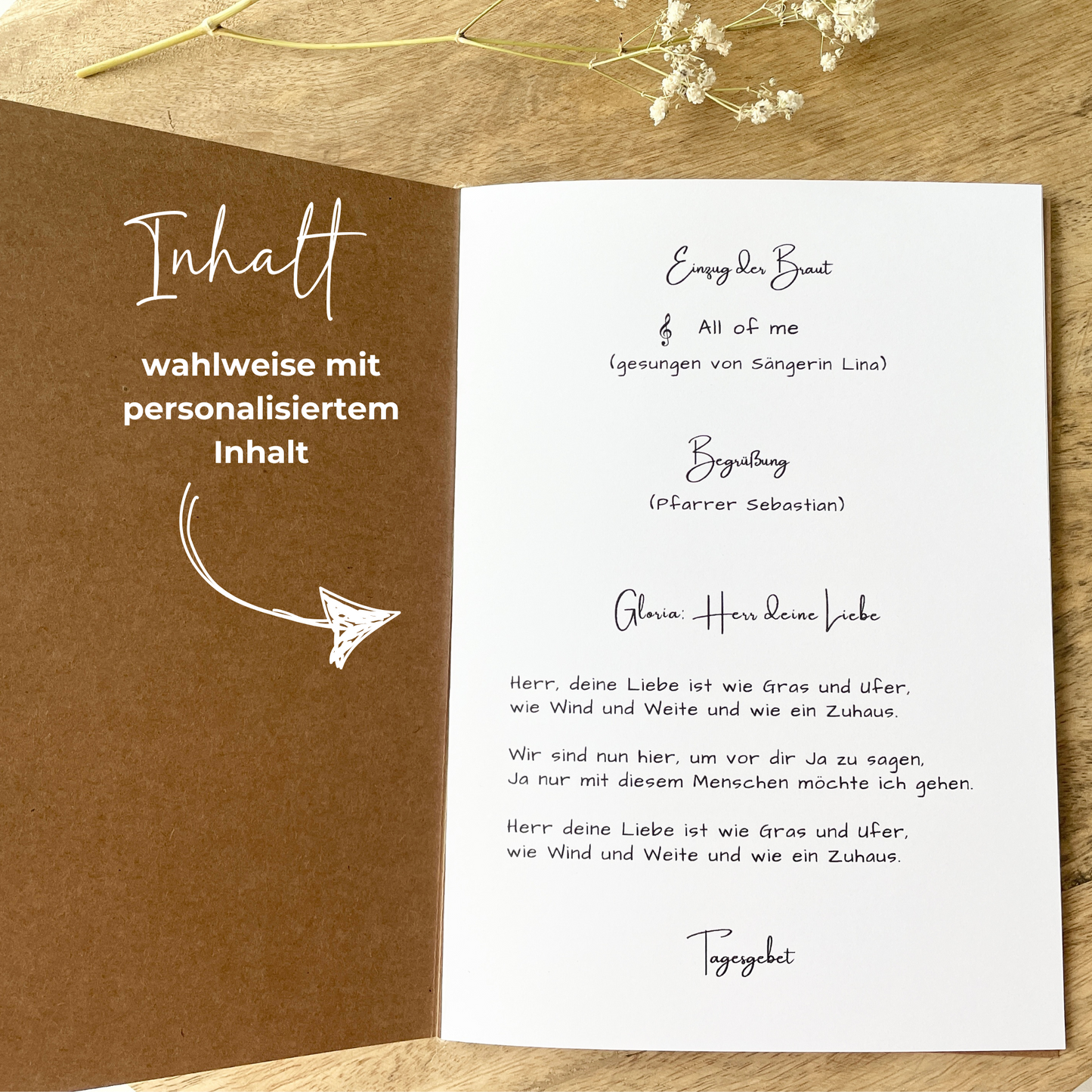 Kirchenheft Trauung Nr. 01 | personalisierbar | Katholischer Gottesdienst | kirchliche Trauung | Hochzeit | Kirche Heft