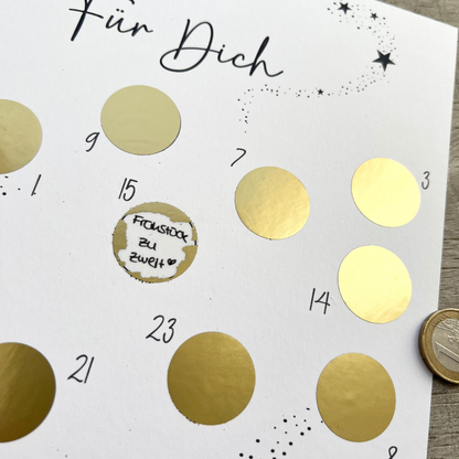 Adventskalender zum selbst beschriften mit 24 Rubbellosen | gold oder silber | DIN A4 | DIY