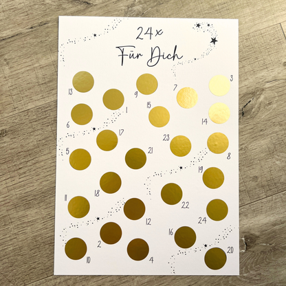 Adventskalender zum selbst beschriften mit 24 Rubbellosen | gold oder silber | DIN A4 | DIY