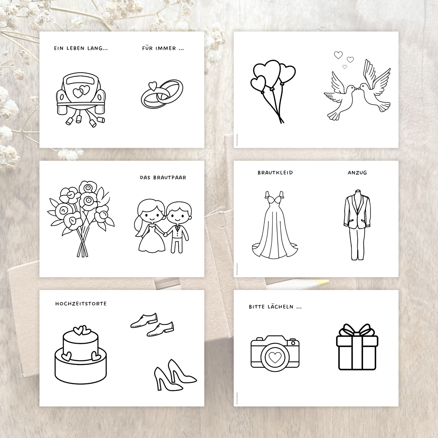 Malbuch für Kinder | Hochzeit Unterhaltung Kinder | 20 Seiten mit Ausmalbildern | Digitale Datei PDF | DIY