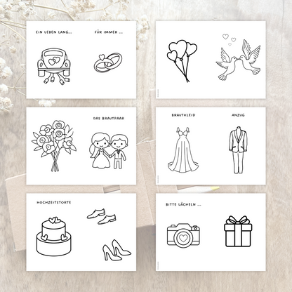 Malbuch für Kinder | Hochzeit Unterhaltung Kinder | 20 Seiten mit Ausmalbildern | Digitale Datei PDF | DIY