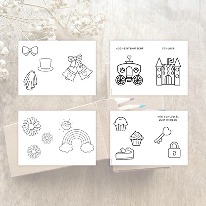 Malbuch für Kinder | Hochzeit Unterhaltung Kinder | 20 Seiten mit Ausmalbildern | Digitale Datei PDF | DIY