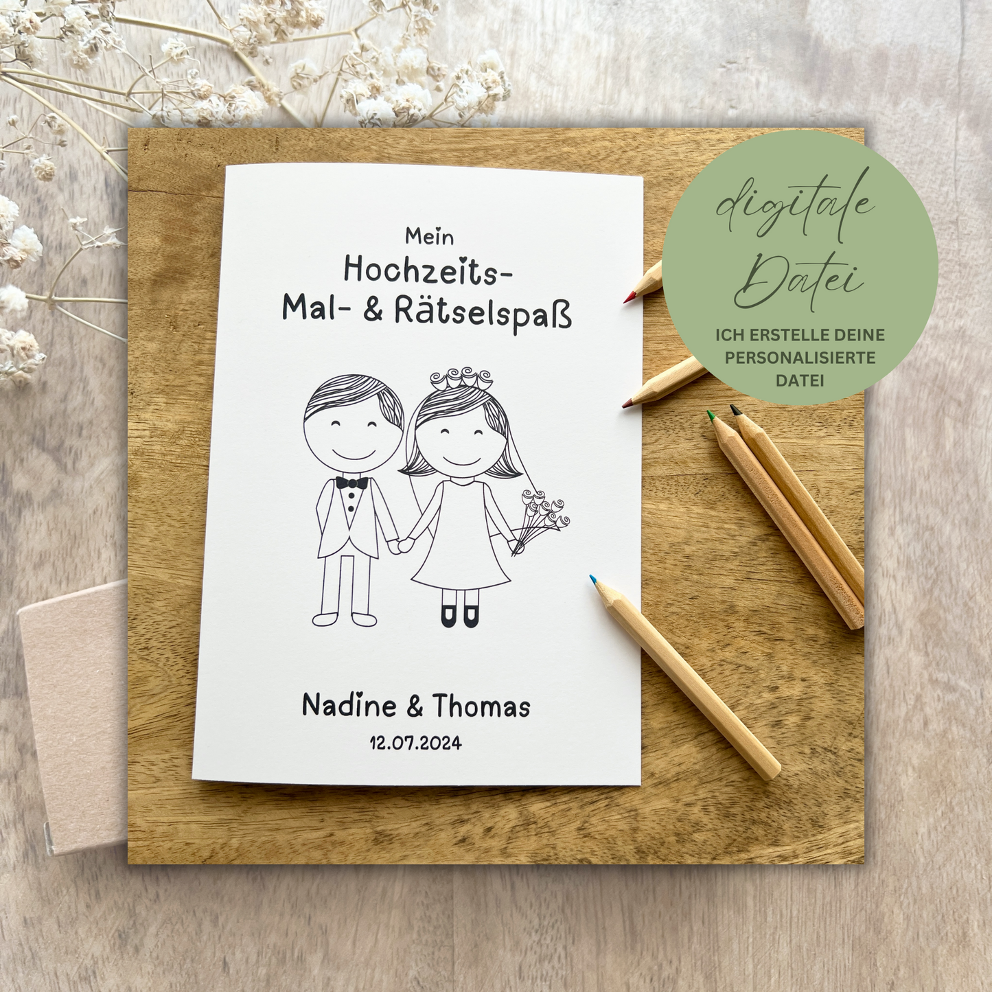 Malbuch für Kinder | Hochzeit Unterhaltung für Kinder | personalisierbar | Mal - & Aktivitätenbuch | Digitale Datei PDF | DIY