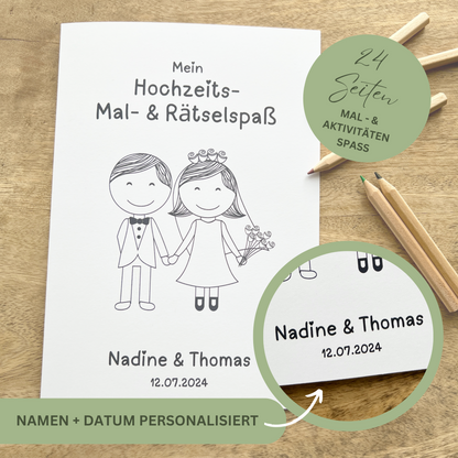 Malbuch für Kinder | Hochzeit Unterhaltung für Kinder | personalisierbar | Mal - & Aktivitätenbuch | Digitale Datei PDF | DIY